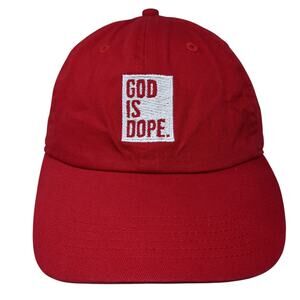 God Is Dope Slideback Baseball Cap Red One Size Adjustable Embroidered Newhattan